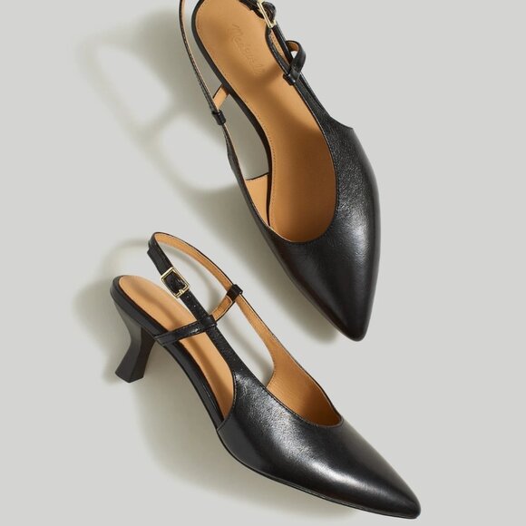Madewell Shoes - Madewell The Debbie Pump Black Leather Slingback Heels Size 10, 11 NEW NO289